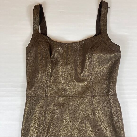 Eccoci Dress Party Cocktail Sheath Brown Gold Wool Women's 6 Bodycon - Picture 3 of 11